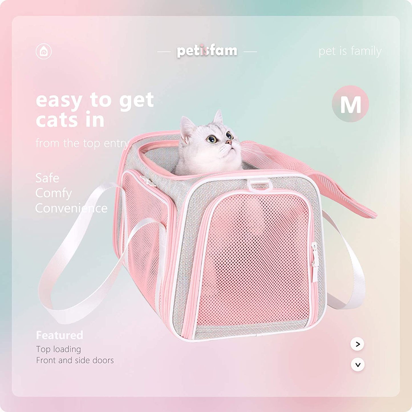 Soft and Adorable Travel Pet Carrier for Medium Cats, Kittens, and Puppies in Fantasy Pink, Size M