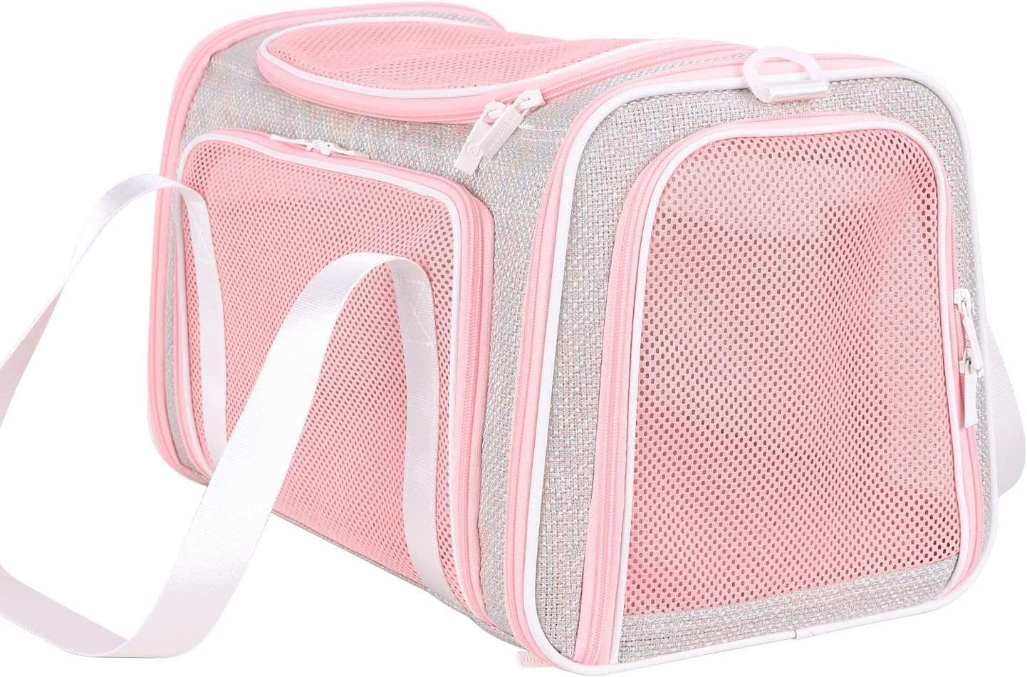 Soft and Adorable Travel Pet Carrier for Medium Cats, Kittens, and Puppies in Fantasy Pink, Size M