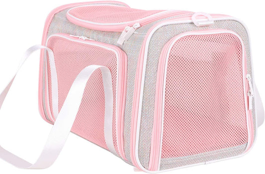 Soft and Adorable Travel Pet Carrier for Medium Cats, Kittens, and Puppies in Fantasy Pink, Size M