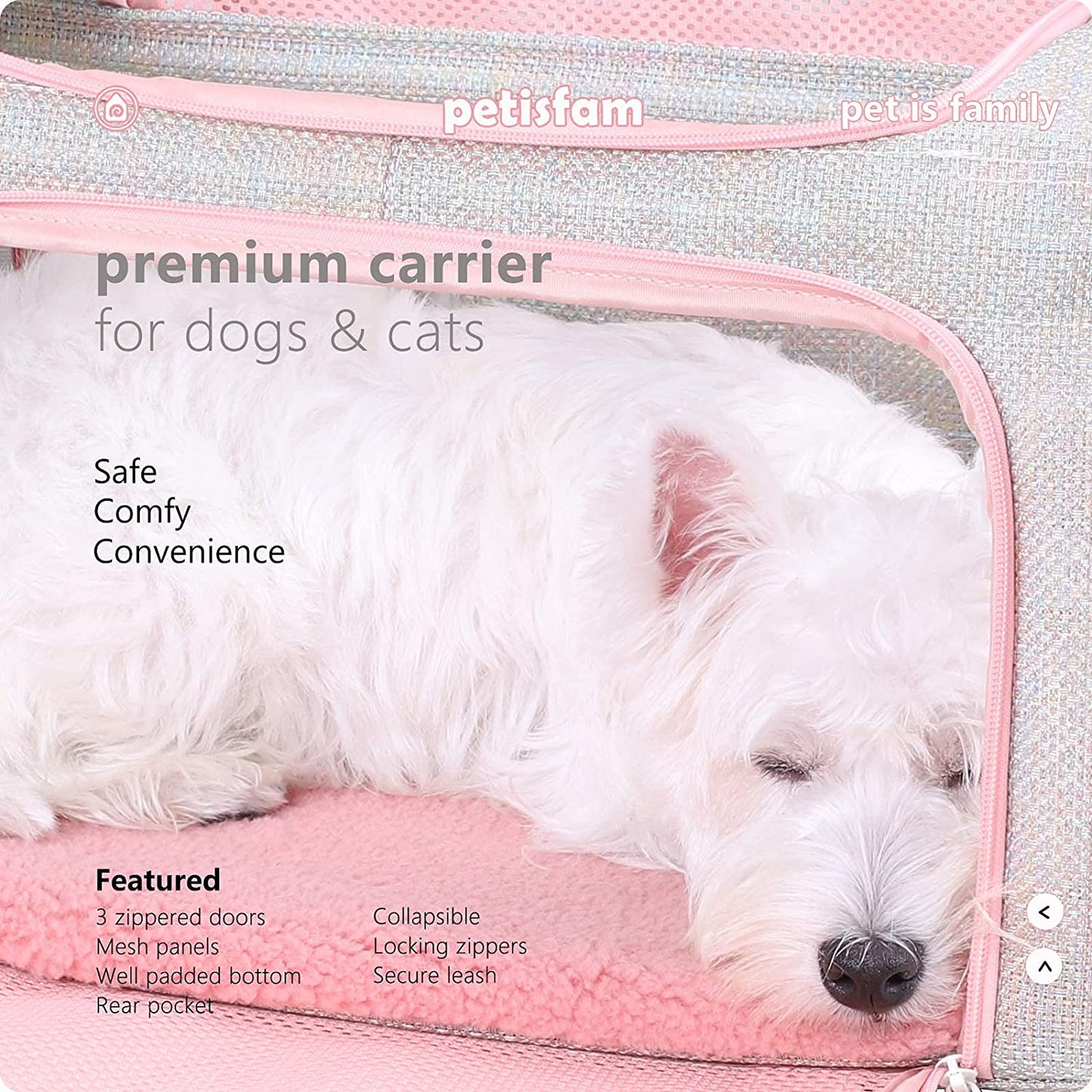 Soft and Adorable Travel Pet Carrier for Medium Cats, Kittens, and Puppies in Fantasy Pink, Size M