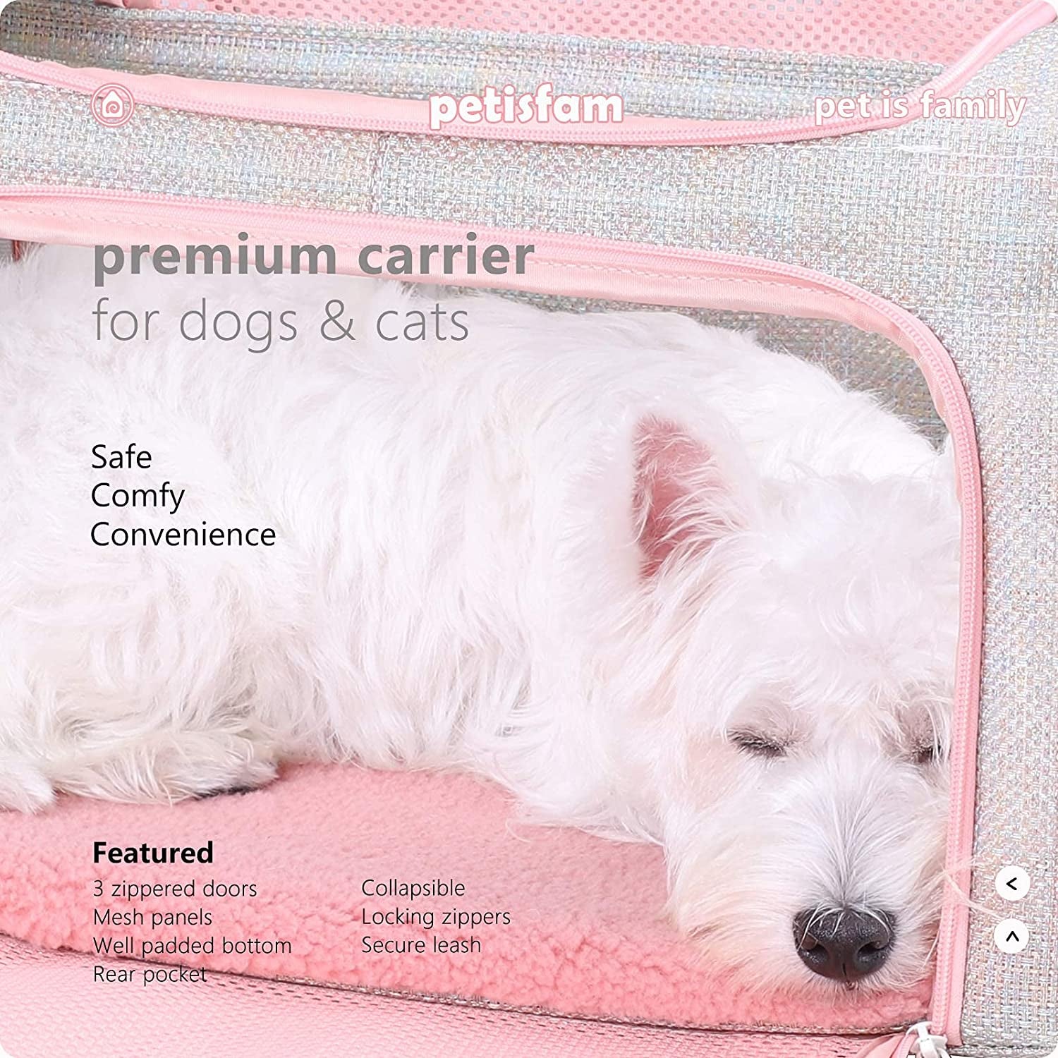 Soft and Adorable Travel Pet Carrier for Medium Cats, Kittens, and Puppies in Fantasy Pink, Size M