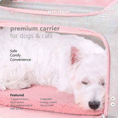 Soft and Adorable Travel Pet Carrier for Medium Cats, Kittens, and Puppies in Fantasy Pink, Size M