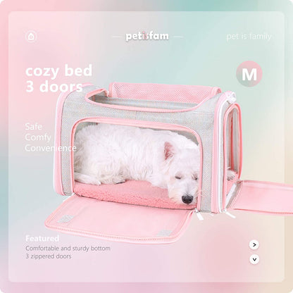 Soft and Adorable Travel Pet Carrier for Medium Cats, Kittens, and Puppies in Fantasy Pink, Size M